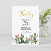 Cactus Fiesta Floral Dertig 30e verjaardag Kaart (Staand voorkant)