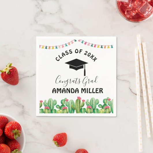 Cactus fiesta Graduation Party papieren servetten (Insitu)