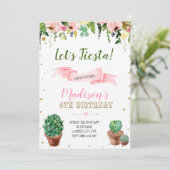 Cactus fiesta jarig kaart (Staand voorkant)