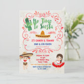 Cactus Fiesta Mexican Sibling Combination Birthda Kaart (Staand voorkant)