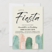 Cactus Fiesta Roze 1e verjaardag Kaart (Voorkant)