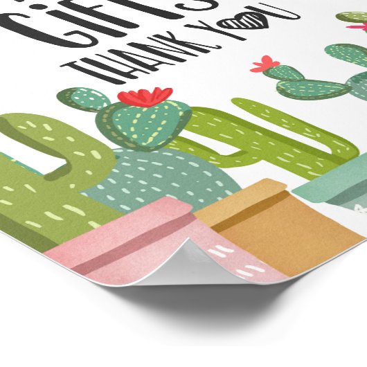 Cactus Fiesta Tafelkaart Bedankt voor Kaarten en C Poster (Hoek)