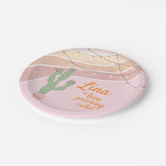 Cactus Fiesta tweede verjaardag Papieren Bordje (Gekanteld)