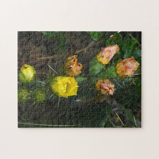 Cactus Fleur Jaune et Rose Nature Puzzle sauvage (Horizontal)