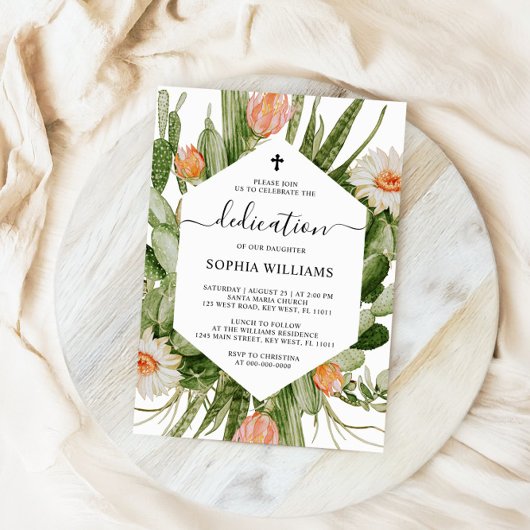 Cactus Fleurs Cadre Dédication Invitation