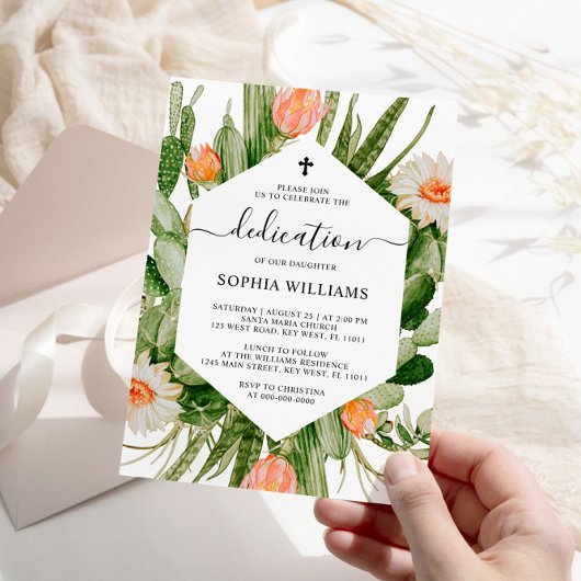 Cactus Fleurs Cadre Dédication Invitation