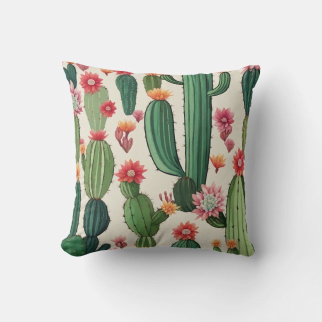 Cactus floraal kussen (Voorkant)
