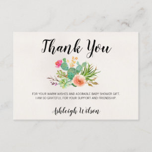 Cactus Floral Baby shower Bedankt Card Kaart