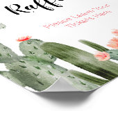 Cactus Floral Baby shower Waterverf Diaper Raffle Poster (Hoek)