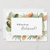 Cactus Floral Desert Bridesmaid proposal Kaart (Voorkant)