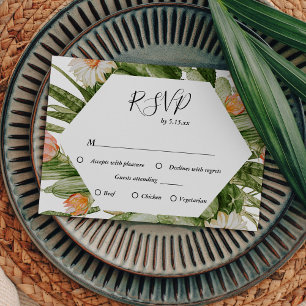 Cactus Floral Desert Monogram Wedding RSVP Kaart