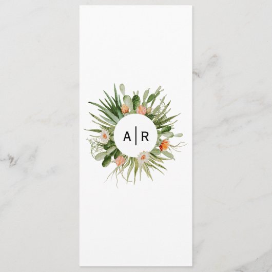 Cactus Floral Desert Wedding Flat Program Programma (Achterkant)