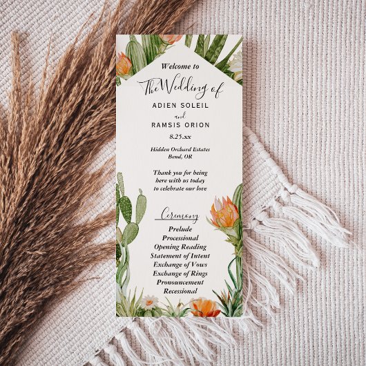Cactus Floral Desert Wedding Flat Program Programma