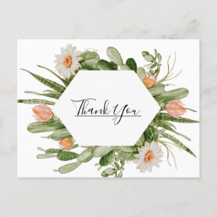 Cactus Floral Desert Wedding Hartelijk dank Briefk Briefkaart