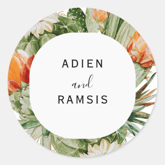 Cactus Floral Desert Wedding Sticker (Voorkant)