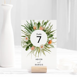 Cactus Floral Desert Wedding Table Number Kaart