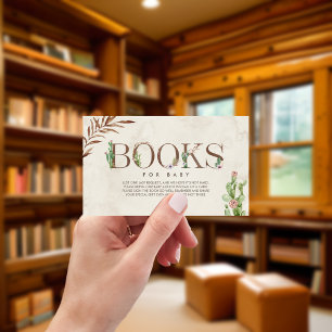 Cactus Floral Girl Baby shower Book Request Informatiekaartje