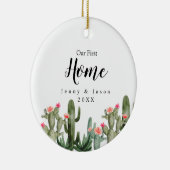 Cactus Floral Ons eerste botanische sierhuis Keramisch Ornament (Rechts)