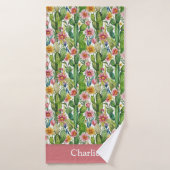 Cactus Floral Personnalisé (Serviette de bain)