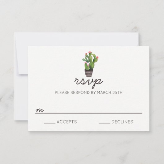Cactus floral rose - Carte RSVP (Devant)