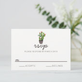 Cactus floral rose - Carte RSVP (Debout devant)
