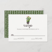 Cactus floral rose - Carte RSVP (Devant / Derrière)