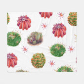 Cactus Floral: Waterverf achtergrond Fleece Deken (Voorkant (Horizontaal))