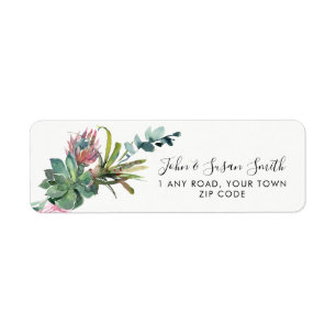 cactus florals geven adreslabels terug etiket