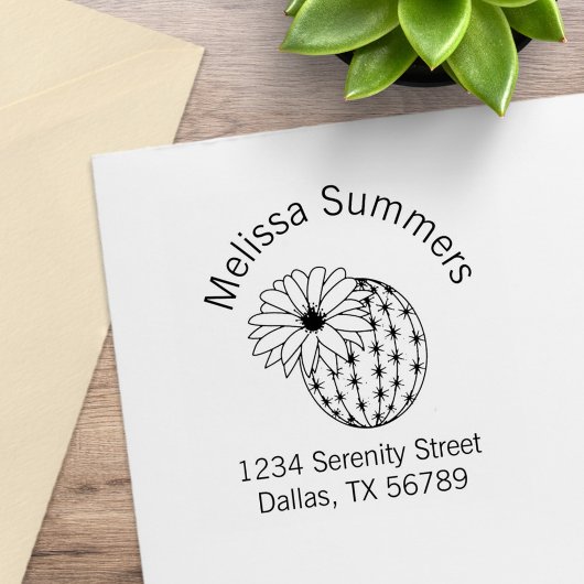 Cactus Flower Arch Address Rubberstempel