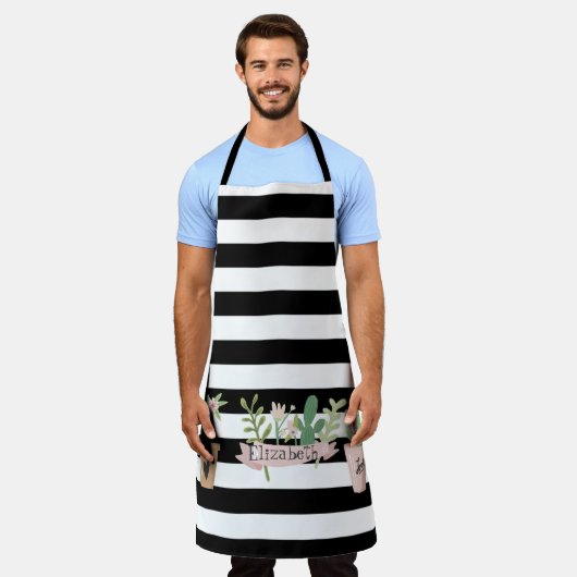 Cactus Flower Black White Stripes Schort (Gedragen)