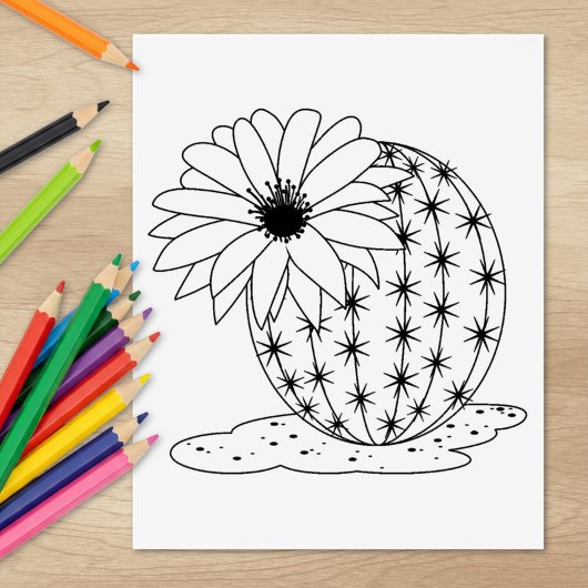 Cactus Flower Coloring Page Rubberstempel