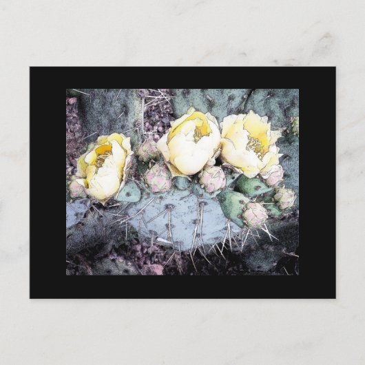 Cactus Flower Digital Ink Briefkaart (Voorkant)