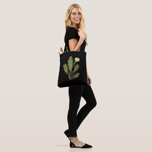 Cactus Flower  Drawing Black Canvas tas (Op model)