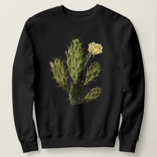 Cactus Flower Drawing Black Sweatshirt (Design voorkant)