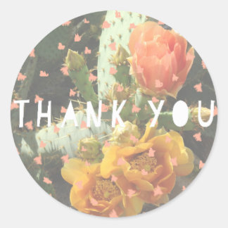 Cactus Flower Polka Dot Bedankt Ronde Sticker