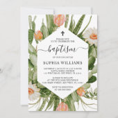 Cactus Flowers Frame Baptism Invitation (Devant)
