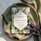 Cactus Flowers Frame Baptism Invitation