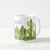Cactus Flowers Green Pink Text Desert Keepomwille  Koffiemok (Voorkant rechts)