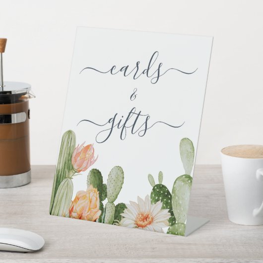 Cactus Flowers Greenery Shower Cards & Gifts Sign Reclamebord Met Voetstuk (Insitu)