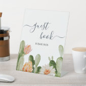 Cactus Flowers Greenery Shower Guest Book Sign Reclamebord Met Voetstuk (Insitu)