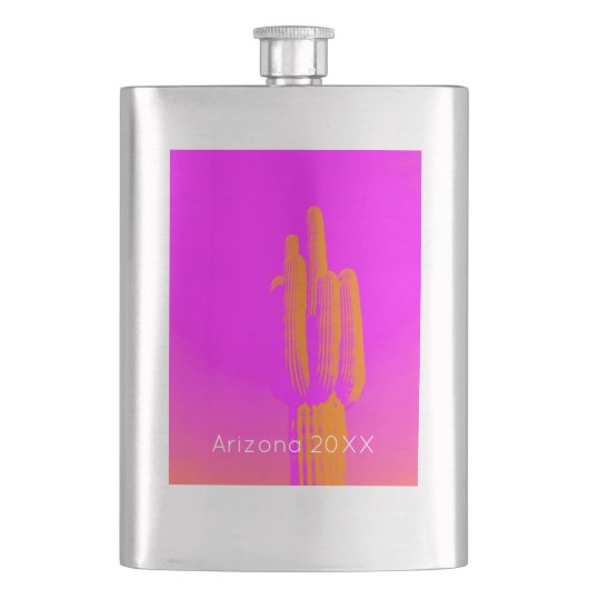 Cactus-foto Pink Oranje Aangepaste tekst Woestijn Flacon (Voorkant)