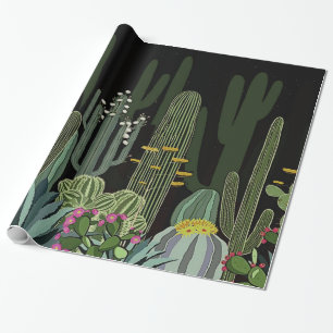 Cactus Garden bij nacht Cadeaupapier