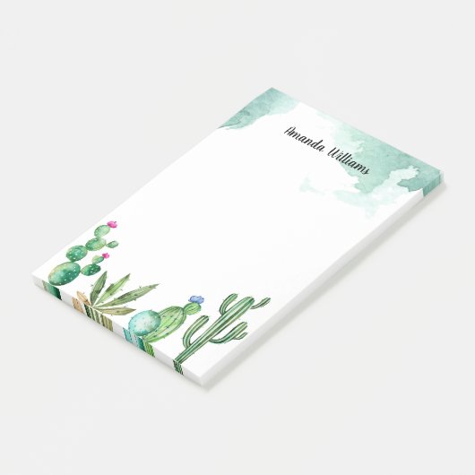 Cactus Garden gepersonaliseerd monogram Post-it® Notes (Schuin)