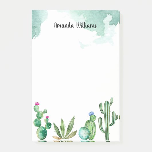 Cactus Garden gepersonaliseerd monogram Post-it® Notes (Voorkant)