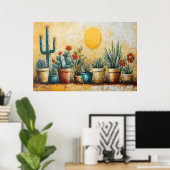 Cactus Garden in potten Poster (Thuiskantoor)