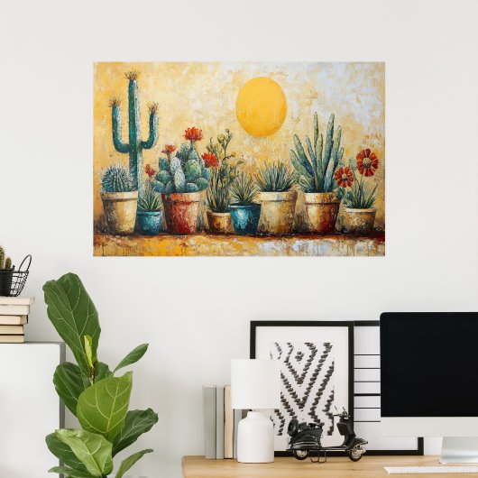 Cactus Garden in potten Poster (Thuiskantoor)