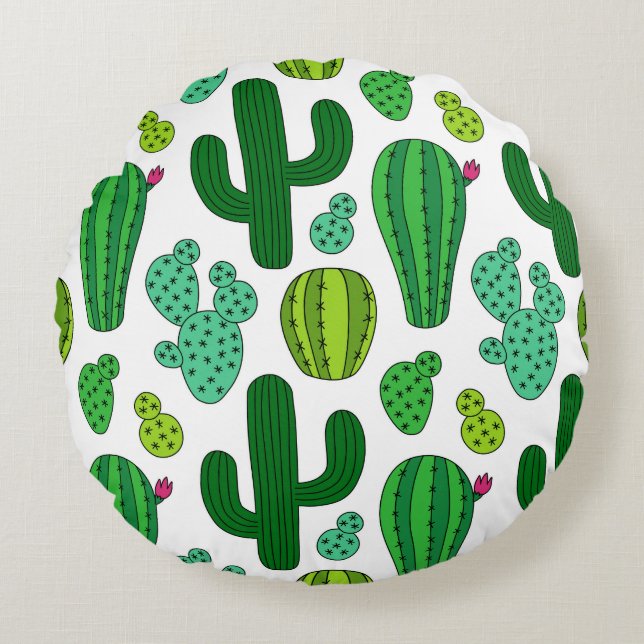 Cactus Garden Rond Kussen (Voorkant)