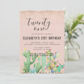 Cactus Garden ThACHT 21st Birthday Party Kaart (Staand voorkant)