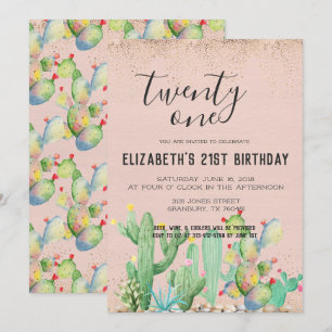Cactus Garden ThACHT 21st Birthday Party Kaart