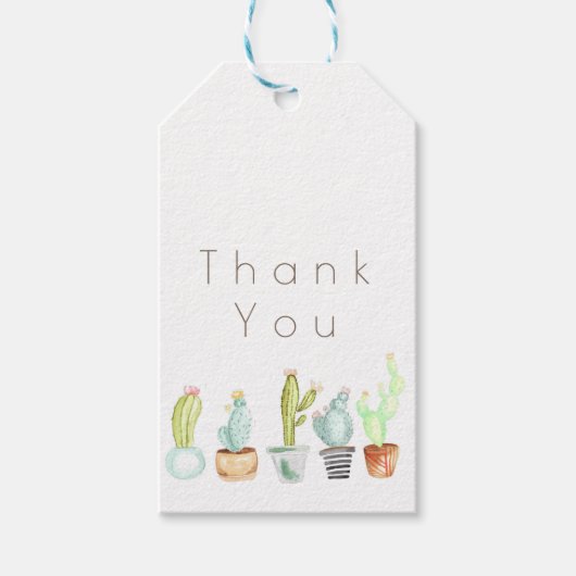 Cactus Garden | Waterverf Bedankt Cadeaulabel (Voorkant)